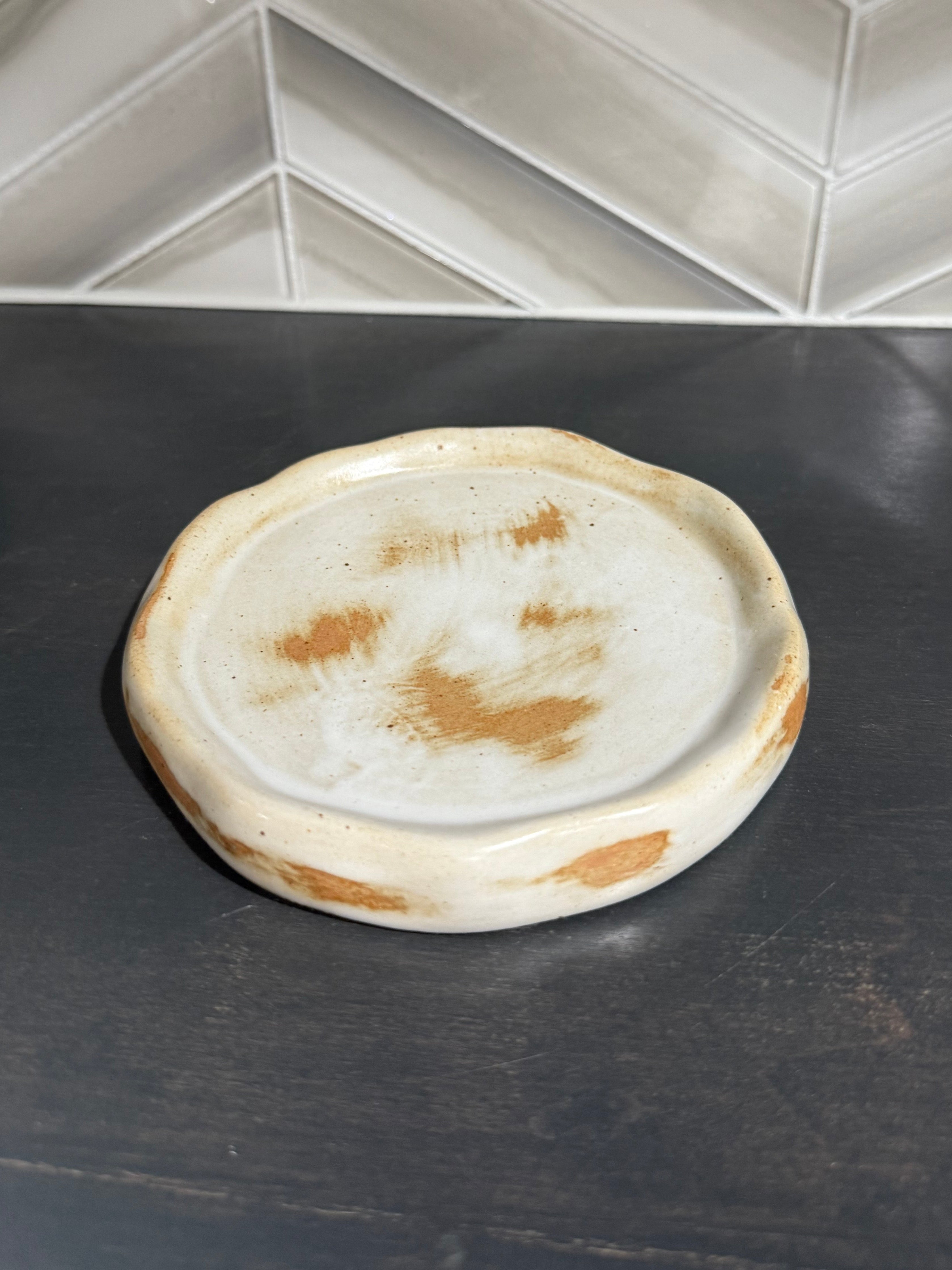 Cream/Caramel Ceramic Coffee Cup & Saucer