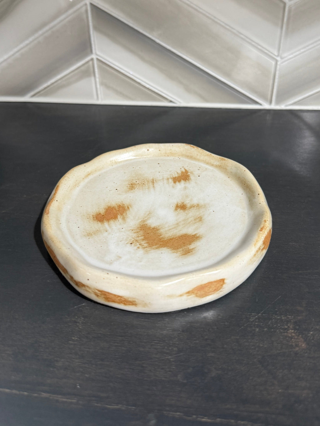 Cream/Caramel Ceramic Coffee Cup & Saucer